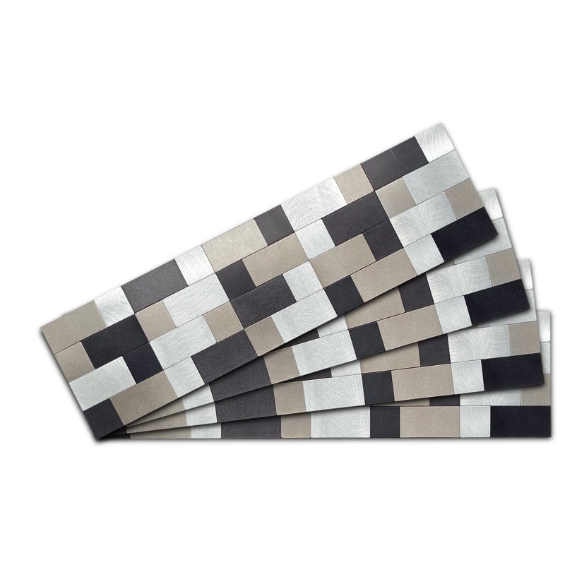 Crystiles Kitchen Countertop Peel and Stick Brushed Metal Tile, 15" X 4" Aluminum Wall Tile Backsplash, Item #61504601, 4-Pack - Image 1